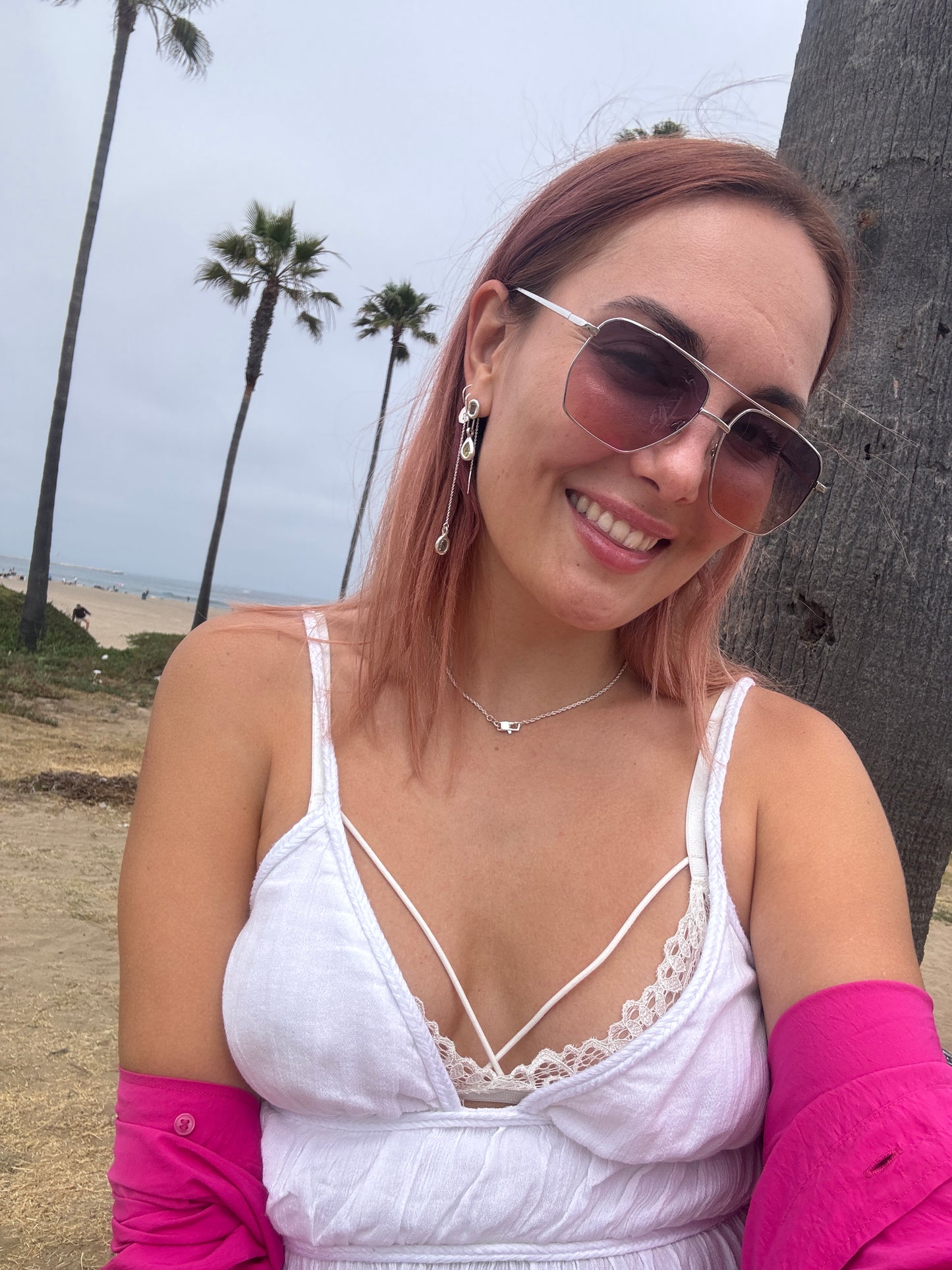 Mismatched dangling earrings